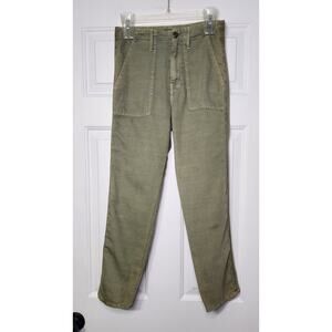 MOTHER Linen Army green The Shaker Chop‎ Crop Pants Size 23 Linen Blend